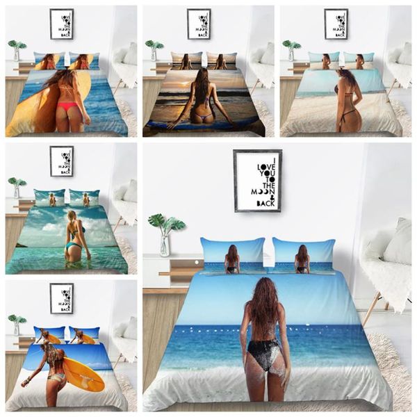 

bedding sets 3d printing unique design bikini women style duvet cover set single  king size for adults