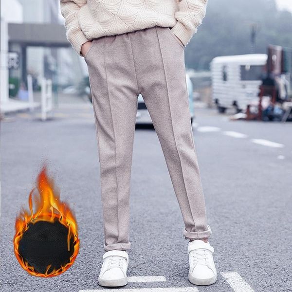

trousers children warm pants for girls spring autumn winter fleece clothes woolen harem teens 4 6 8 10 12 14 years, Blue