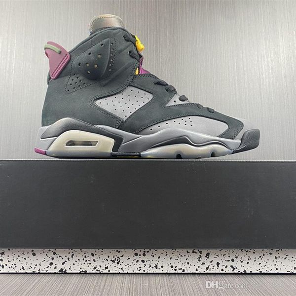 

air  bordeaux graphite dark ct8529-063 6s vi women men sports casual shoes sneakers suede trainers with original box, Black;white