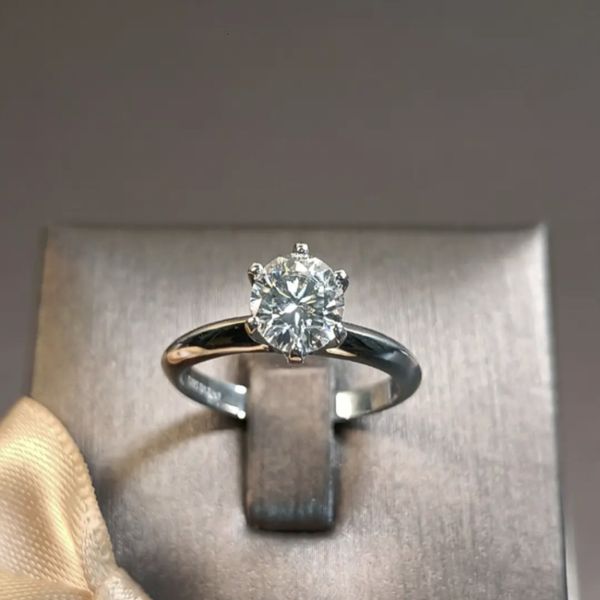 

adjustable opening 925 imitation mosangshi fashion simple six claw ring female 2 carat platinum plated, Black