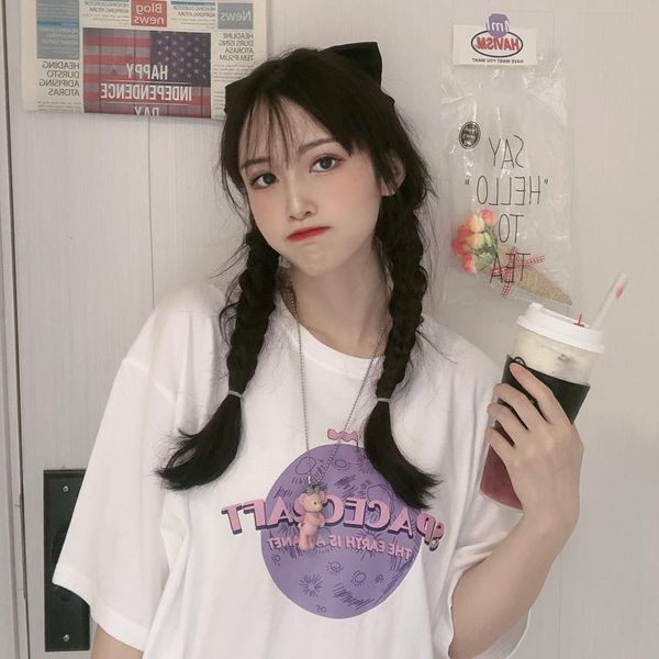

women's t-shirt letter print summer t-shirts women o-neck short sleeve casual vintage shirts harajuku 5xl plus size korean streetwear, White