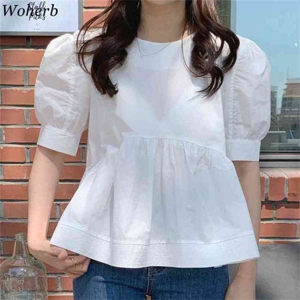 

blusas mujer de moda verano elegantes shirt korean chic white blouses women loose sweet short blouse female 210519