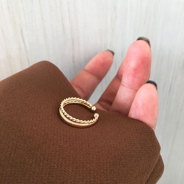 

wedding rings fashionable and simple metal stripe double ring temperament beautiful open ins design finger jewelry wholesale, Slivery;golden