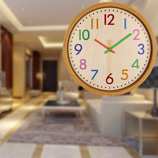

children room wall clock 12 inch colorful numbers silent for home decor dtt88 clocks