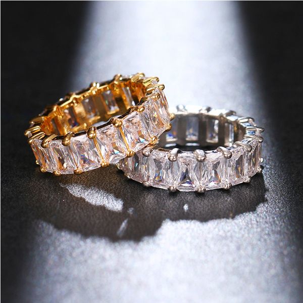 

hip hop single row crystal diamonds finger ring bling cubic zirconia rings for wedding accessories kimter-q337fz, Silver