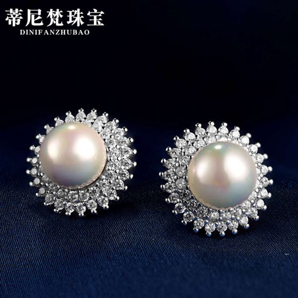 

sunflower s925 tremella pearl earrings popular korean student jewelry, Black