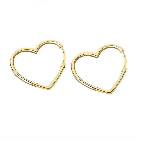 

hoop & huggie fashion cubic zirconia heart earrings gold silver color geometric kpop for women ins jewelry, Golden;silver