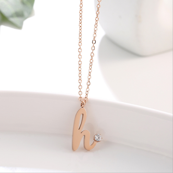 

pendant necklaces style small h alphabet crystal letter necklace jewelry, Silver