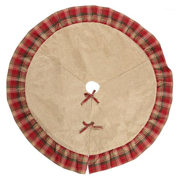 

christmas decorations tree skirt 48 inch burlap red plaid ruffle trim skirts for x'mas