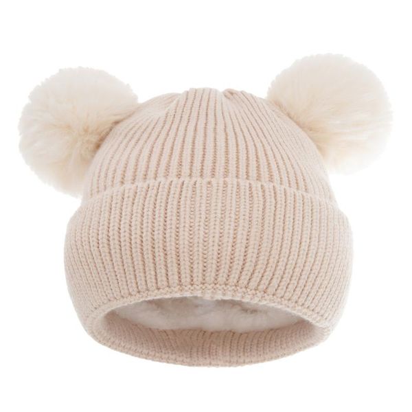 

beanies cute hat scarf set beanie cap children's hats girls fake ball pompon twist plush keep warm winter knitted skullies kids bone