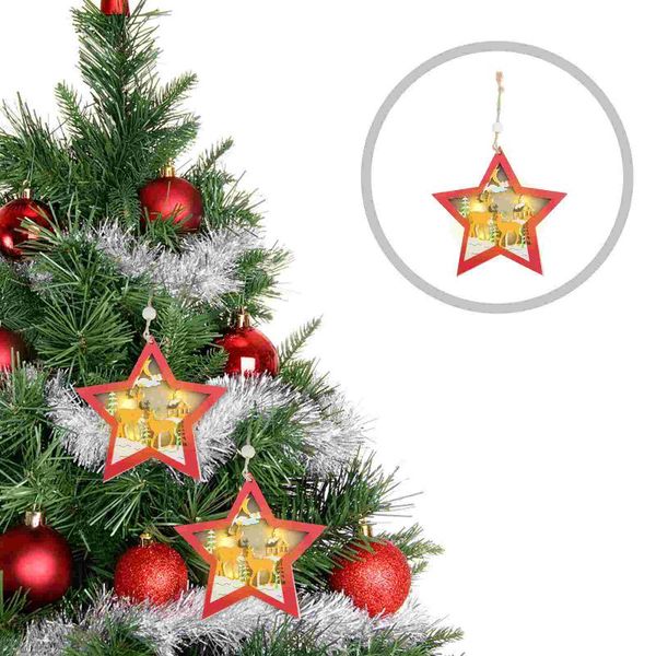 

christmas decorations 1pc five-pointed star pendant glowing tree hollow wood