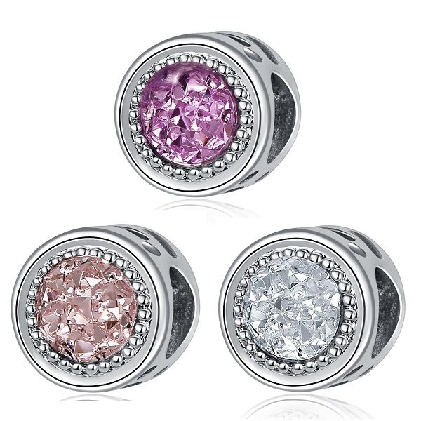 

fits pandora original bracelets 20pcs cat eye stone silver charms beads pink heart enamel cake silver charms bead for women diy european nec, Black