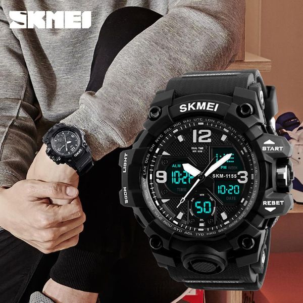 

wristwatches fashion digital luxury men's sports watch men water resistant classic dual display analog watches, Slivery;brown