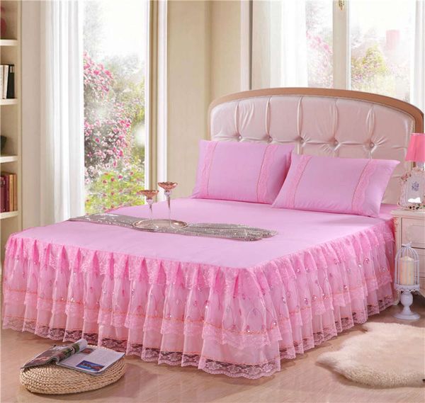

single piece bedspread multi fold princess lace bed skirt