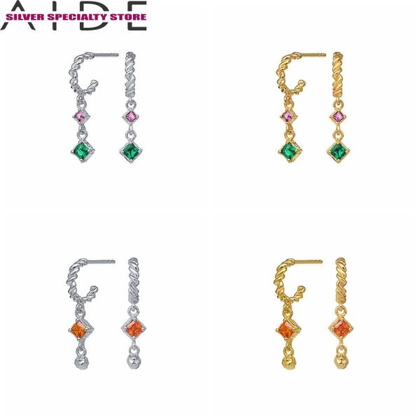 

stud aide colored diamonds earrings for women 925 silver fashionable jewelry zircon pendientes brincos aretes, Golden;silver