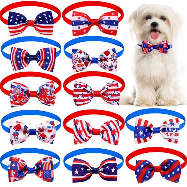 Collares para perros del Día de la Independencia, mascotas, gatos, cachorros, pajarita ajustable, 4 de julio, suministros decorativos para perros pequeños