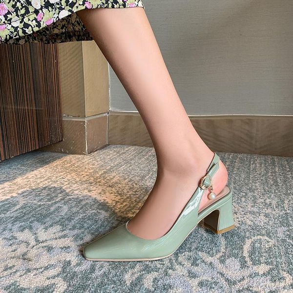 

chunky with pointed buckle simple summer women's shoes sandals, Black