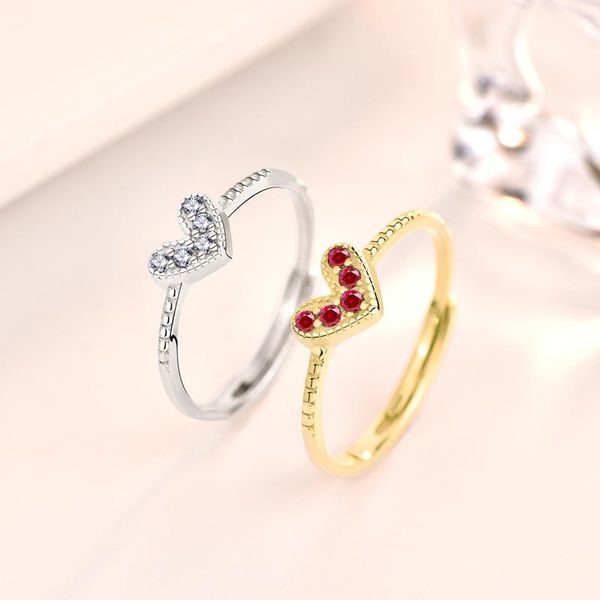 

cluster rings orange zirconia heart ring, style glam fashion good jewerly for women,2021 spring 925 sterling silver gift, Golden;silver