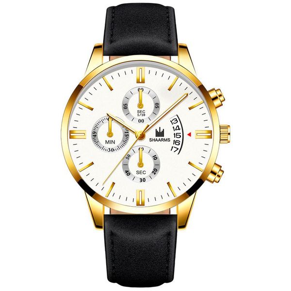 

wristwatches shaarms men's watch calendar luminous fashion leather strap analog for male boy birthday gift quartz reloj hombre clock, Slivery;brown
