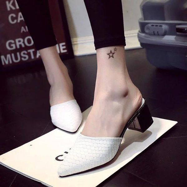 

dress shoes baotou half slippers 2021 summer muller wear no heel lazy, Black