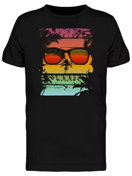 

summer rainbow glasses tee men's -image by shutterstock, White;black
