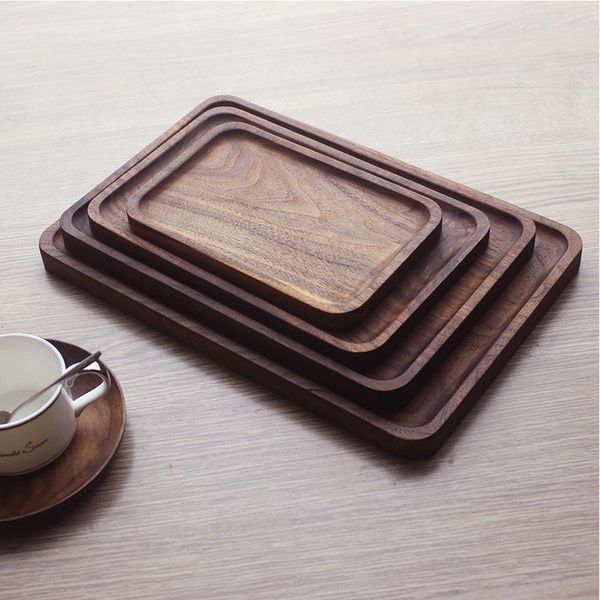 

kitchen storage & organization black walnut wood rectangular tableware serving tray, decorative trays, platters for tea/coffee/ wine red /fr