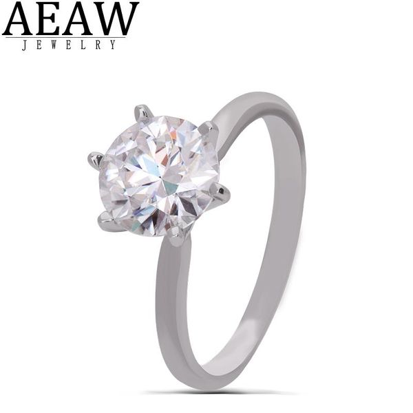 

cluster rings aeaw 14k white gold 3.0ct 9mm round cut df moissanite engagement ring anniversary wedding ringfor women for girl, Golden;silver