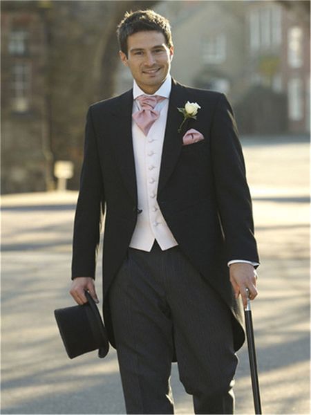 

men's suits & blazers style in the morning a black button bridegroom tuxedos men formal wedding suits (jacket + pants vest tie), White;black