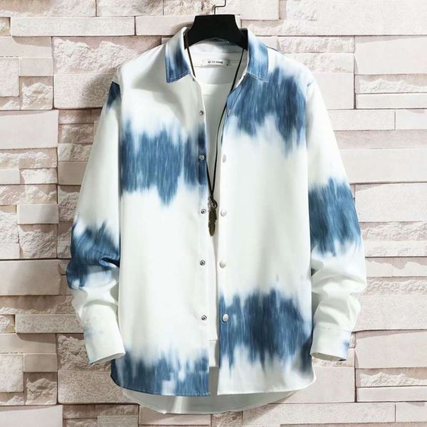 

men's casual shirts shirtspring and autumn thin ins tie dyed long sleeve shirt korean loose lovers harajuku bf style gradual change iph, White;black