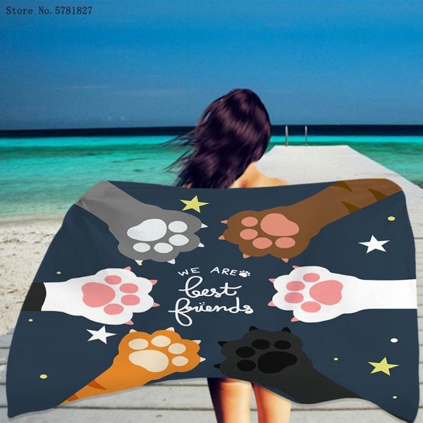 

towel cat beach animal palm 3d print home custom cartoon shower for kids dry decor