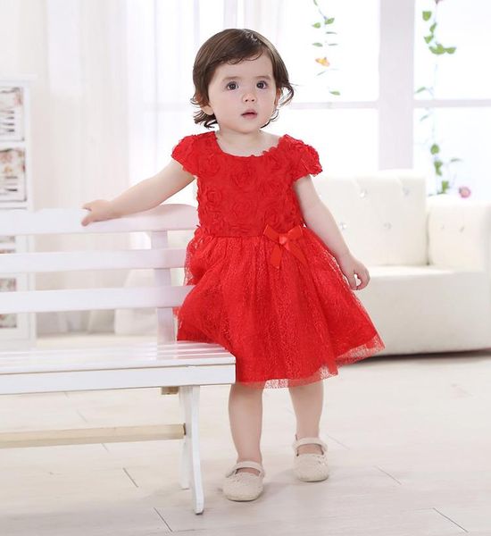 

babys girl clothes retail - summer spring,autumn,winter bow clothing dresses, children kids tutu baby girls dress birthday girl's dress, Red;yellow