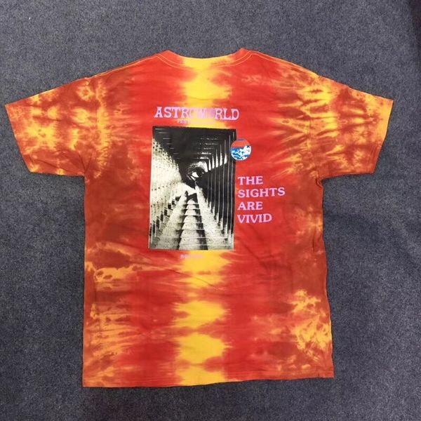 

t shirt astroworld travis scott t-shirts kanye west festival run tie dye tee men women summer style, White