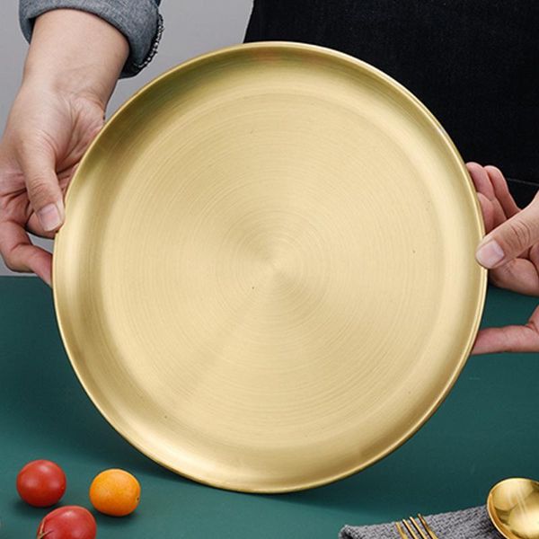 

dishes & plates european style dinner gold dining plate serving salad cake tray western steak round kitchen