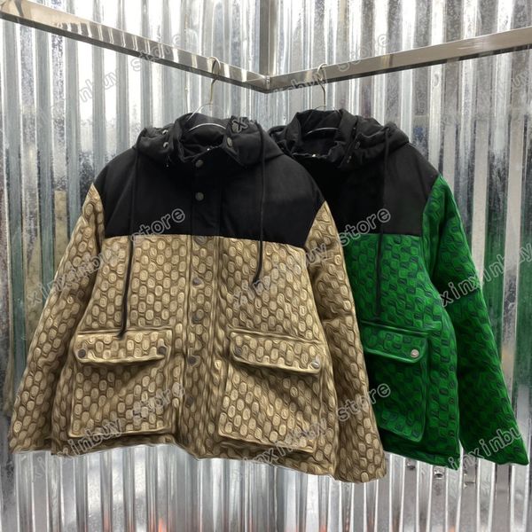 

22ss autumn sportwear men women designers down parkas hooded double letter jacquard fabric clothes coats outerwear clothing khaki green m, Black