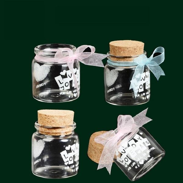 

50ml creative romantic lovers cork glass wish bottle with beautiful yarn diy fingerprint jar as friend gift 47*50mm storage bottles & jars