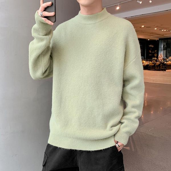 

men's sweaters 2021 autumn and winter trend round neck sweater men loose plus velvet thick base, White;black