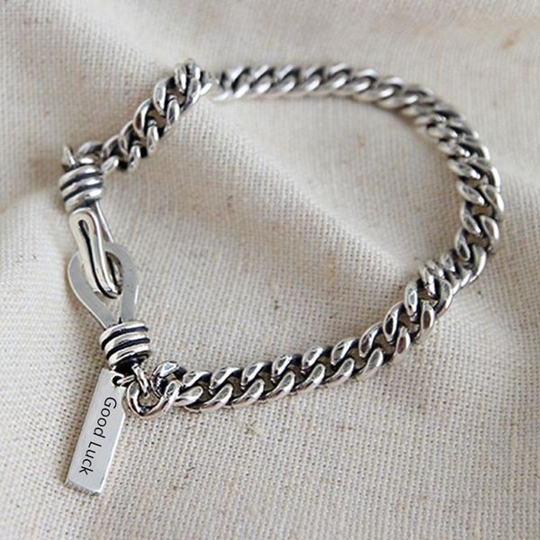 

retro english letter tag thai silver color bracelet punk design couple for women men gifts charm bracelets, Golden;silver