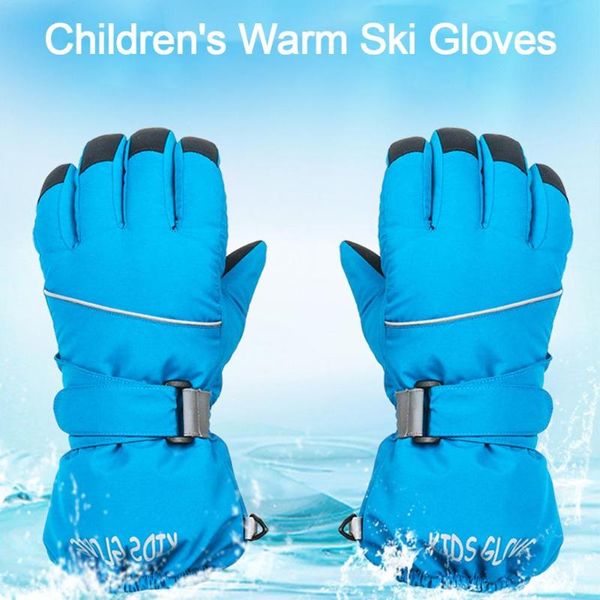 

ski gloves five waterproof riding warm solid non-slip color outdoor children's winter windproof fingers