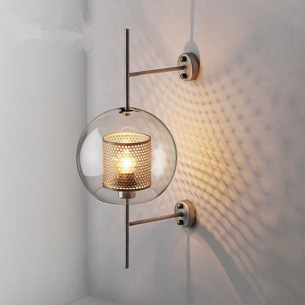 

wall lamp vintage industrial style retro light creative concise transparent glass kitchen restaurant loft led sconce