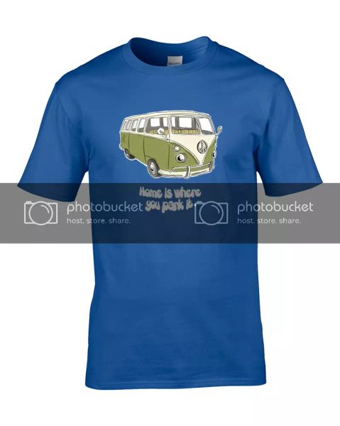 

home is where you park it- funny camper van driver men's t-shirt, White;black
