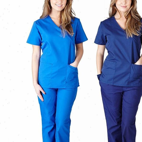 

tracksuit short sleeve v women tracksuits neck pants overalls two piece set working uniform suit clothes workwear, Gray