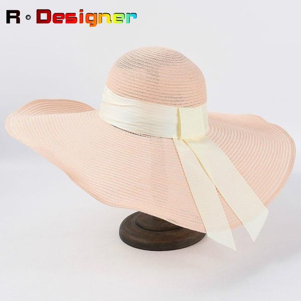 

wide brim hats summer sun hat with big eaves female korean casual wild french retro cotton yarn breathable straw, Blue;gray