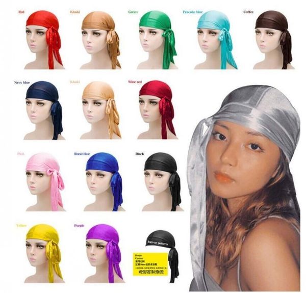 

2021 arrives fashion men's satin durags bandana turban wigs men silky durag headwear headband pirate hat hair accessories