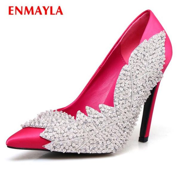 

big size super high heels pumps shoes women pointed toe crystal slip-on ladies party woman dress, Black