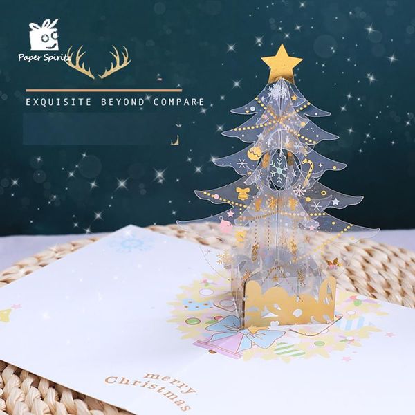

greeting cards 3d -up christmas tree card handmade paper invitations sparkling stars decorative merry xmas stocking present