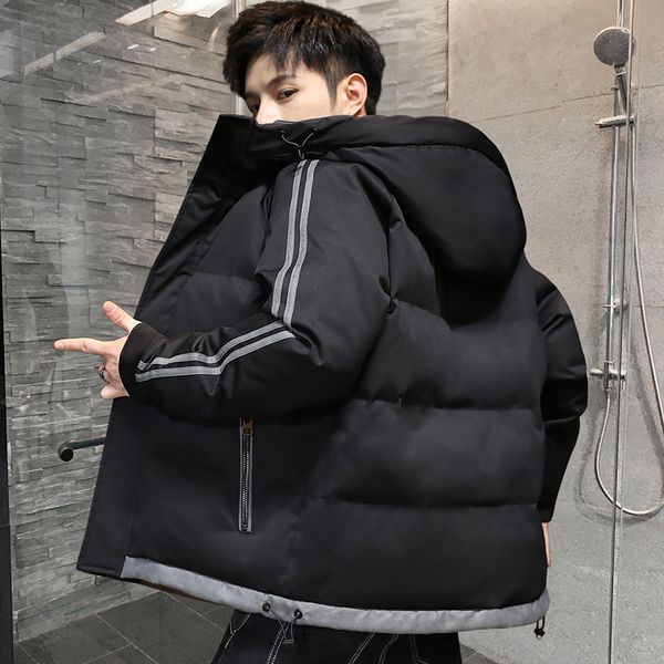 

men down jacket autumn and winter 2021 new man clothing korean version of the trend short thick man down coat hooded, Black