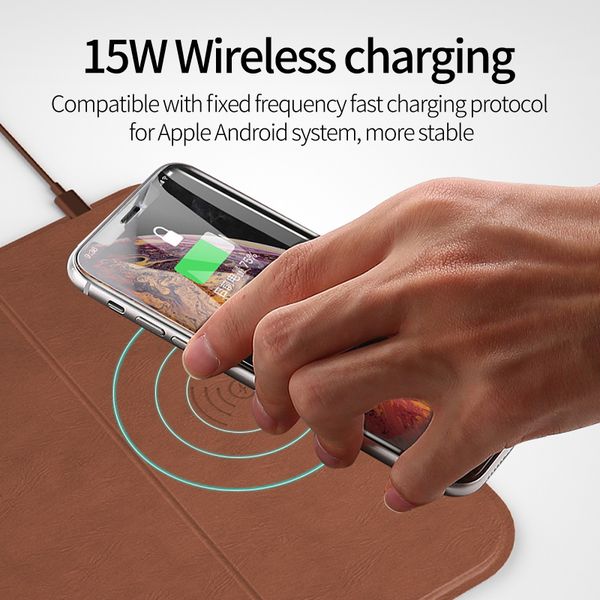 

15w wireless charger folding rechargeable mouse pad usb type-c ports mobile phone fast charging mat for iphone12 mini pro max