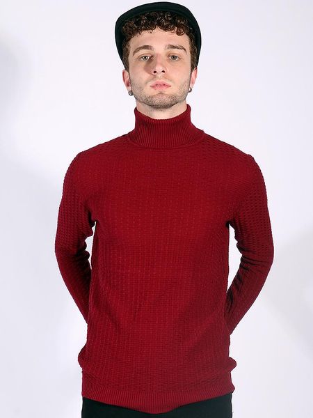 

mens turtleneck claret red basket knit sweater men's vests, Black;white