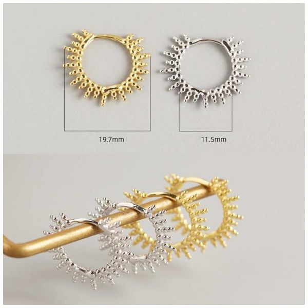 

hoop & huggie personalized round beads earrings 925 sterling silver gold plated sun shines charm 11.5mm earring cratilage piercing, Golden;silver