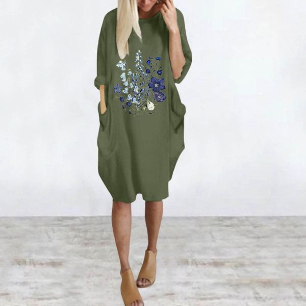 

casual dresses women printed dress long sleeve o neck loose pocket hoodie plus size clothing vestido de mujer 40#, Black;gray